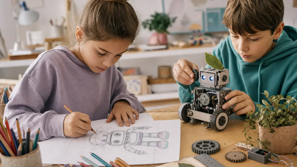 Dwoje dzieci łączy projektowanie, przyrodę i konstrukcję robota
